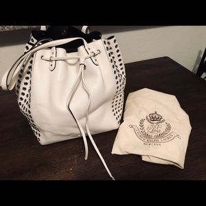 Ralph Lauren white oxford rivet tote .